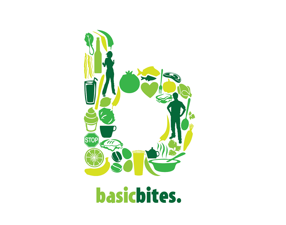 logo design Basic Bites on white